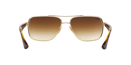 Ray-Ban Men's RB3483 Metal Square Sunglasses, Gold/Brown Gradient, 60 mm