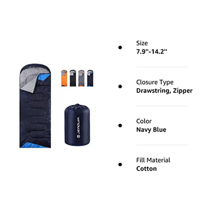 Sleeping Bags for Adults Backpacking Lightweight Waterproof- Cold Weather Sleeping Bag for Girls Boys Mens for Warm Camping Hiking Outdoor Travel Hunting with Compression Bags（Navy Blue）