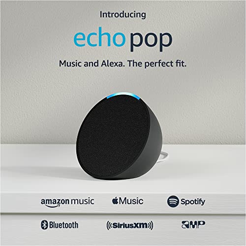 Amazon Echo Pop | Full sound compact smart speaker with Alexa | Charcoal