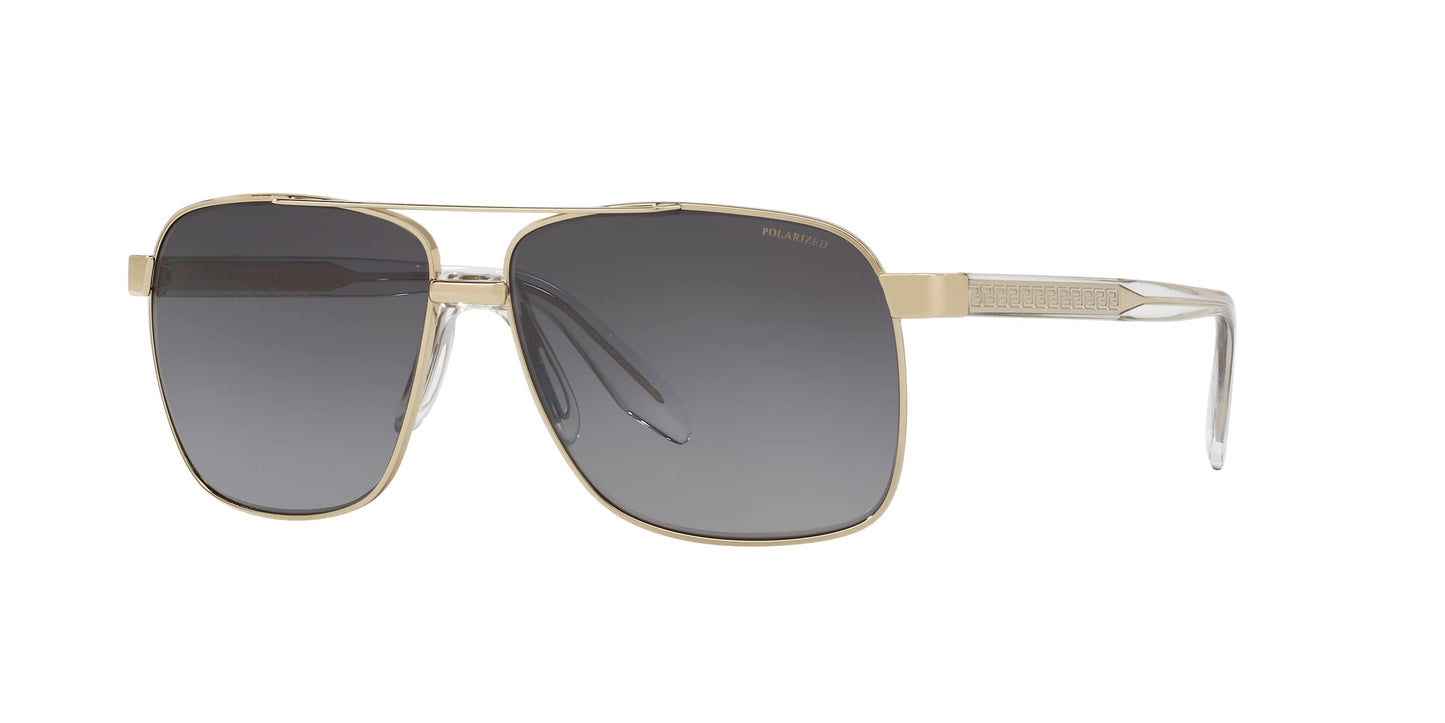 Versace Man Sunglasses Pale Gold Frame, Light Grey Gradient Grey Lenses, 59MM