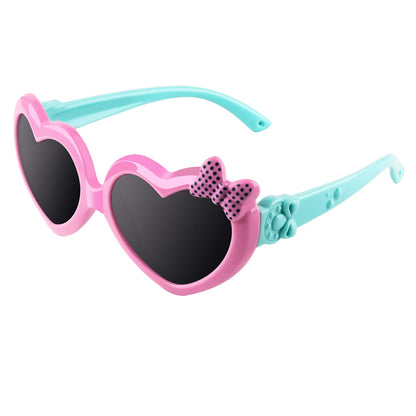 CGID Soft Rubber Kids Girls Heart shaped Polarized Sunglasses for Children,K78