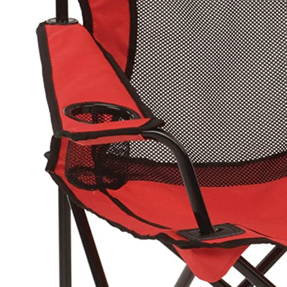 Coleman Broadband Mesh Quad Camping Chair, Cooling Mesh Back with Cup Holder, Adjustable Arm Heights, & Carry Bag; Supports up to 250lbs