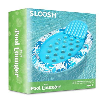 Inflatable Tanning Pool Floats Adult - Sloosh Oval Tanning Float Lounger for Adults Raft, Sunbathing Lounge Cool Water Party Toys Lake Beach Swimming Pool Sun Tan Tube with Backrest Cup Holders (Blue)