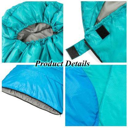 Sleeping Bag - 3 Seasons for Adults Kids Boys Girls Camping Hiking - Warm Cold Weather Lightweight Portable with Compression Bag for Backpacking in Spring, Summer, Fall and Winter