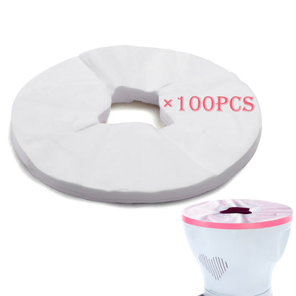 100Pcs Disposable Face Cradle Covers,Non-Woven Yoni Steam Seat Cushion Liners,Disposable Circular Shape Massage Face Covers for Massage Tables Spa Salon Home use