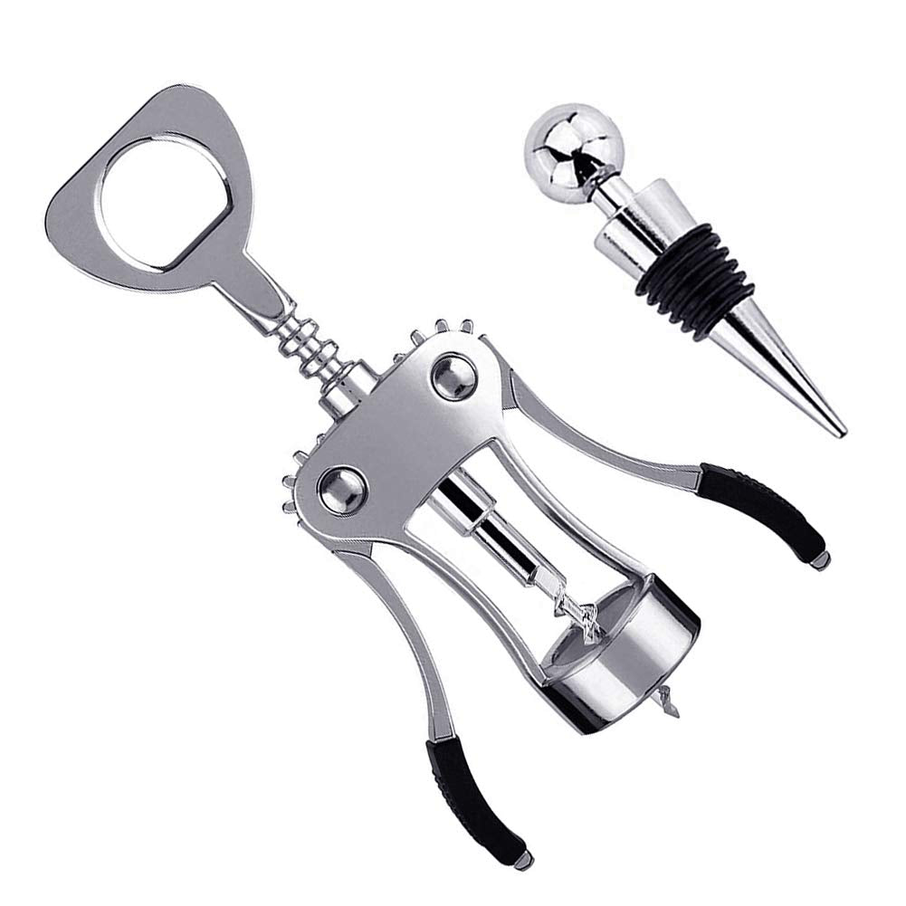 Foho Best Wing Bottle Opener Luxury Corkscrew with Stopper Set for Wine Enthusiast Waiters-Sleeve Anchors, Stainless Steel