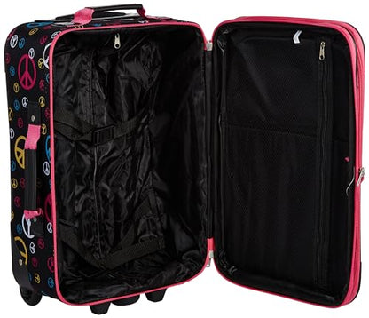 Rockland Fashion Softside Upright Luggage Set,Expandable, Wheel, Telescopic Handle, Peace, 2-Piece (14/19)