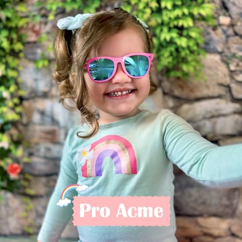 Pro Acme TPEE Rubber Flexible Kids Polarized Sunglasses for Baby and Children Age 3-10 (Pink Frame/Blue Mirrored Lens)