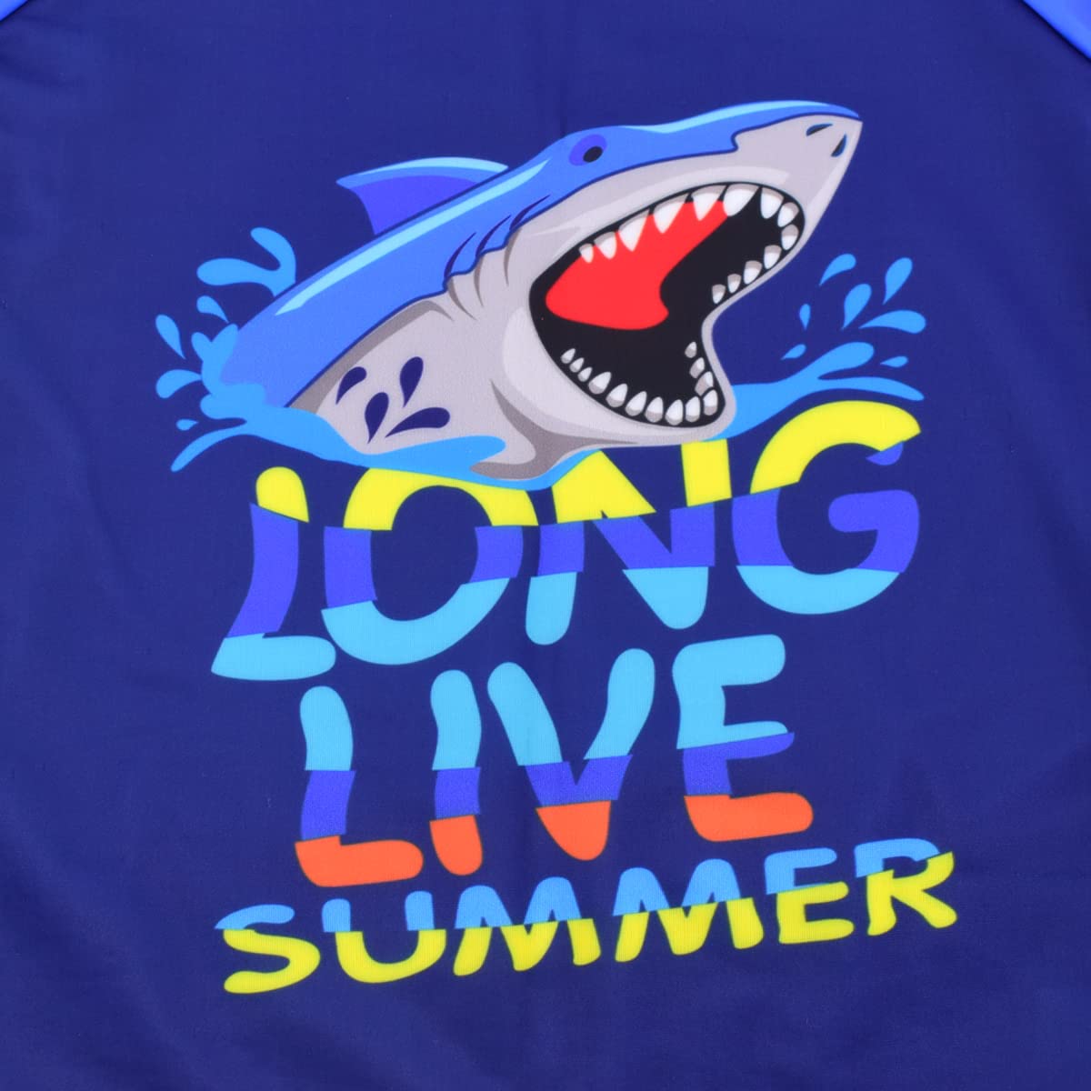 Boys Two-Piece Rash Guard Swimsuit Children's Short Sleeved Sun Suit Swimsuit Blue Shark 5T