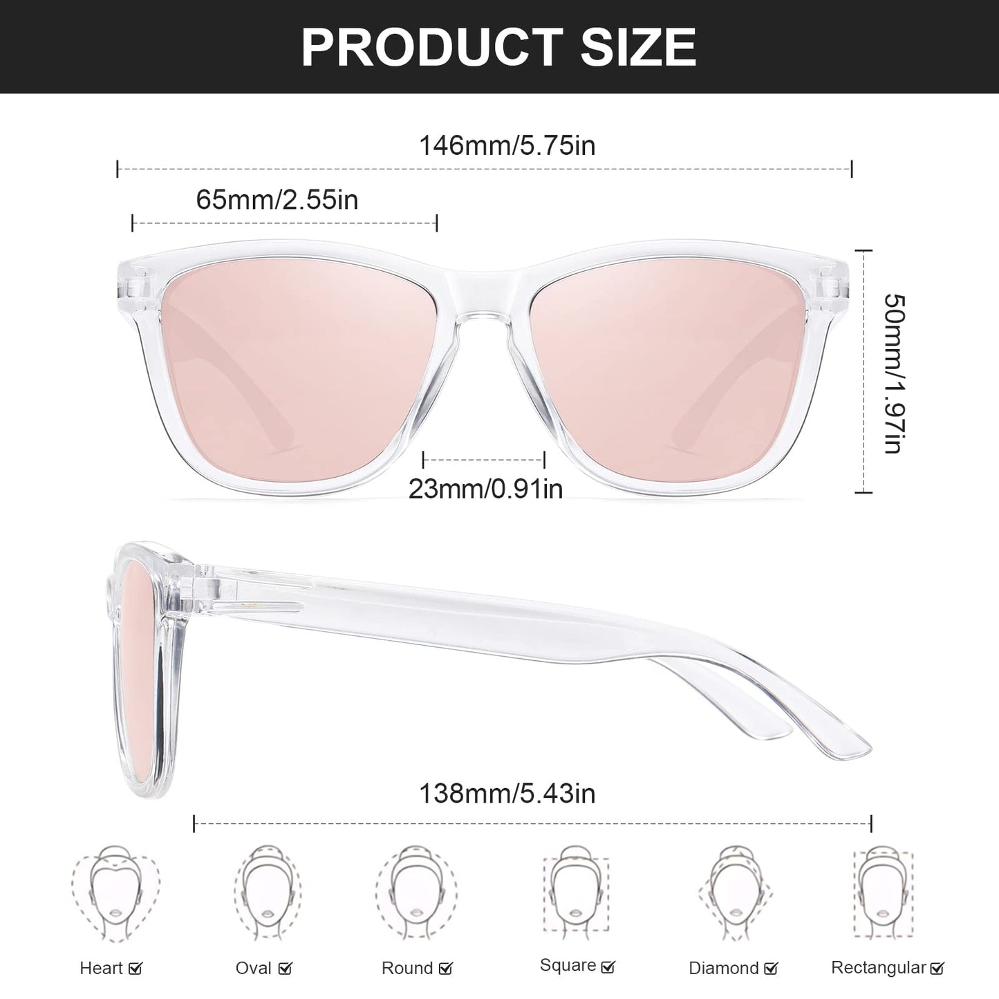 CHAOSELF Sunglasses Womens Men Classic Retro Polarized Sunglasses Trendy Vintage Sun Glasses UV400 Protection