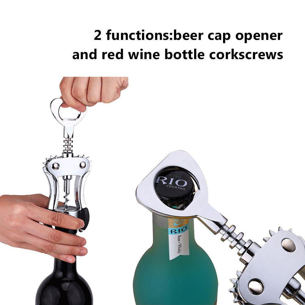 Foho Best Wing Bottle Opener Luxury Corkscrew with Stopper Set for Wine Enthusiast Waiters-Sleeve Anchors, Stainless Steel