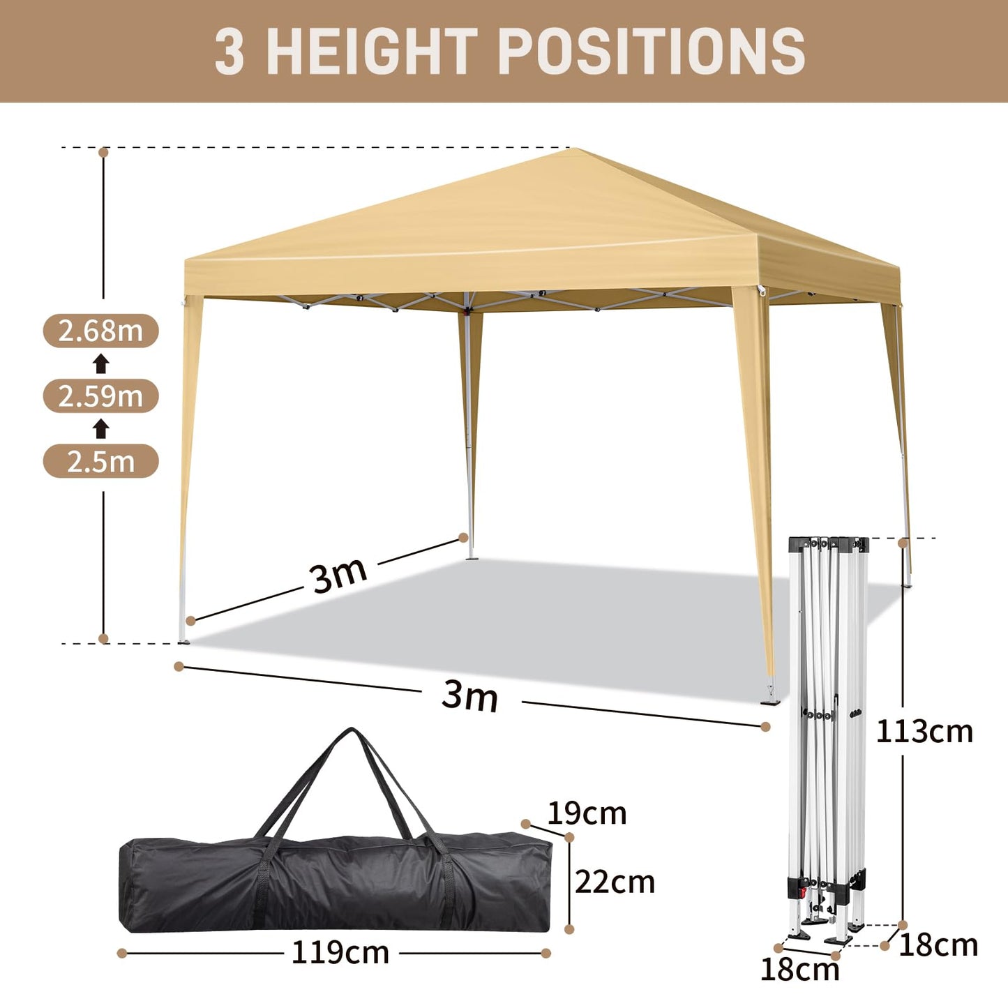 Outvita 10x10ft Ez Pop Up Canopy, Portable Instant Canopy Tent with 4 SideWalls for Outdoor Events, Party, Wedding, Birthday,Graduation