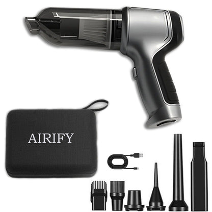 Airify Pro Vac V2, Airify Pro - Portable Air Blower/Car Vacuum, 3-in-1 Handheld Cordless Vacuum Cleaner, Portable Mini Car Vacuum Cleaner for Car, Office and Home Cleaning. (16000PA)