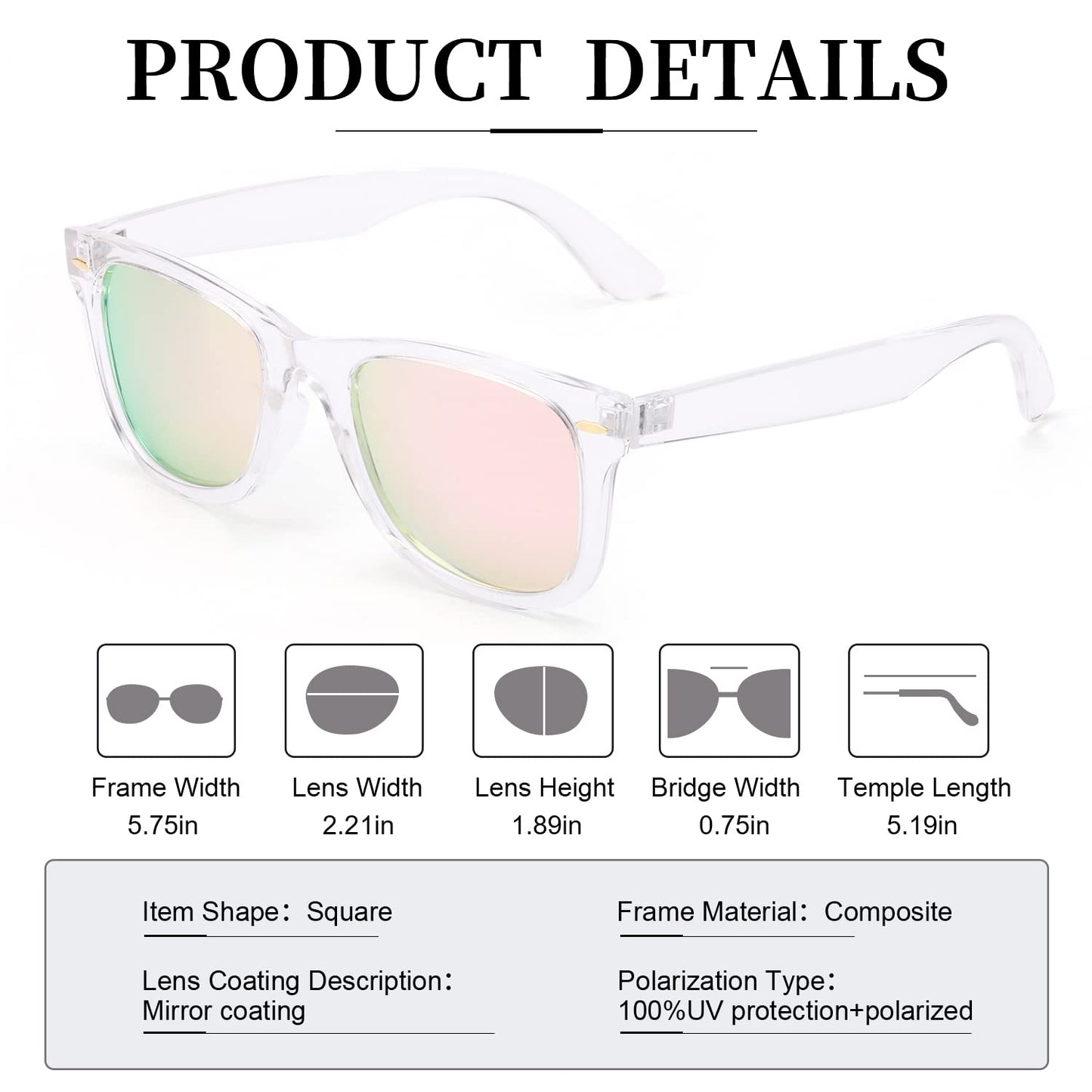 Myiaur Classic Sunglasses for Women Polarized Driving Anti-Glare UV400 Protection