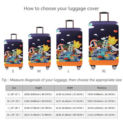 TRAVEL KIN Thickened Luggage Cover ，Washable Travel Gear Cover，18/24/28/32 Inch Suitcase Spandex Protective Cover (S(18"-21" luggage), China Attractions)