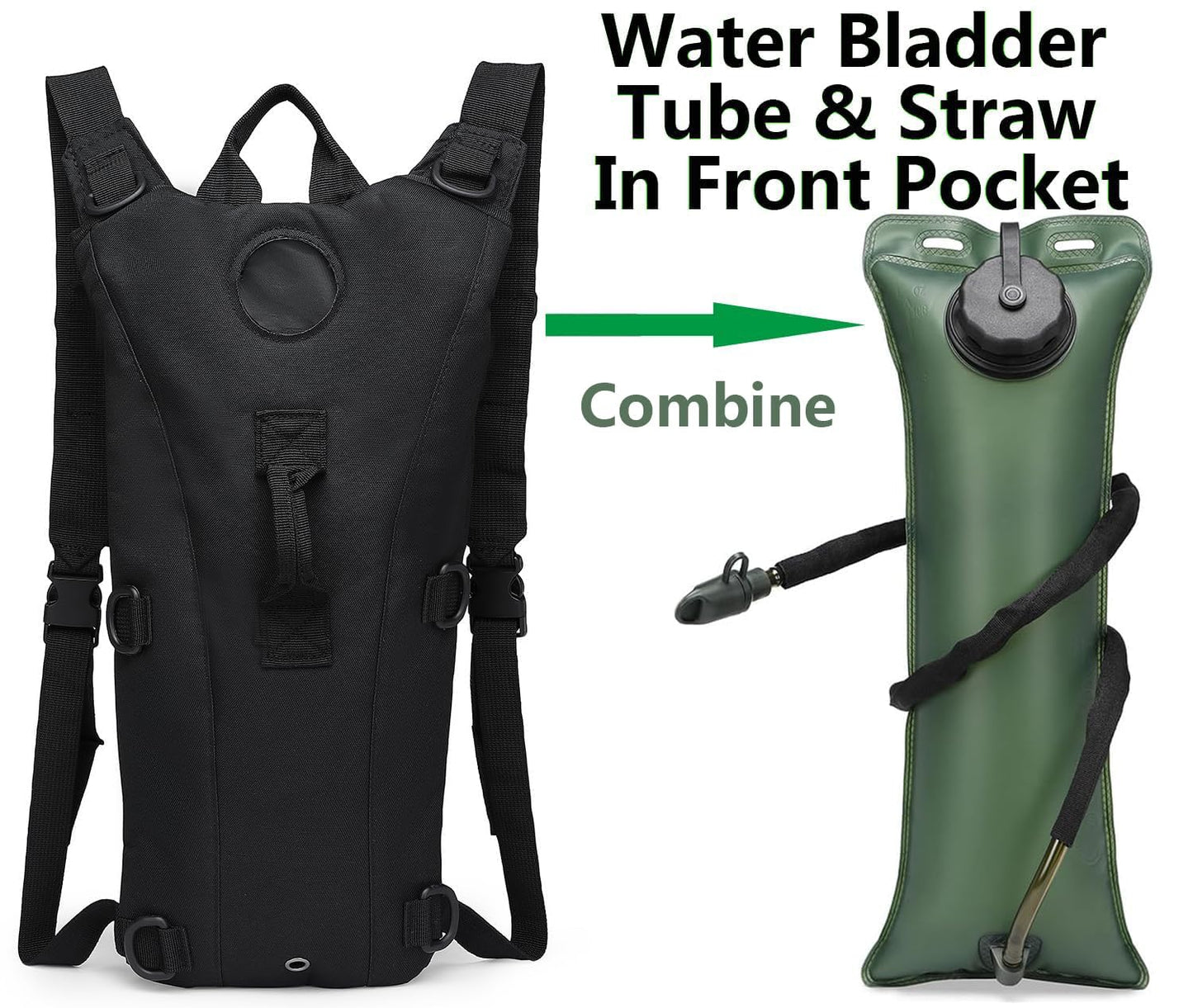 ATBP Tactical Hydration Pack 3L Water Bladder Backpack Lightweight Water Storage Reservoir Bag Daypack for Running Hiking Cycling Biking