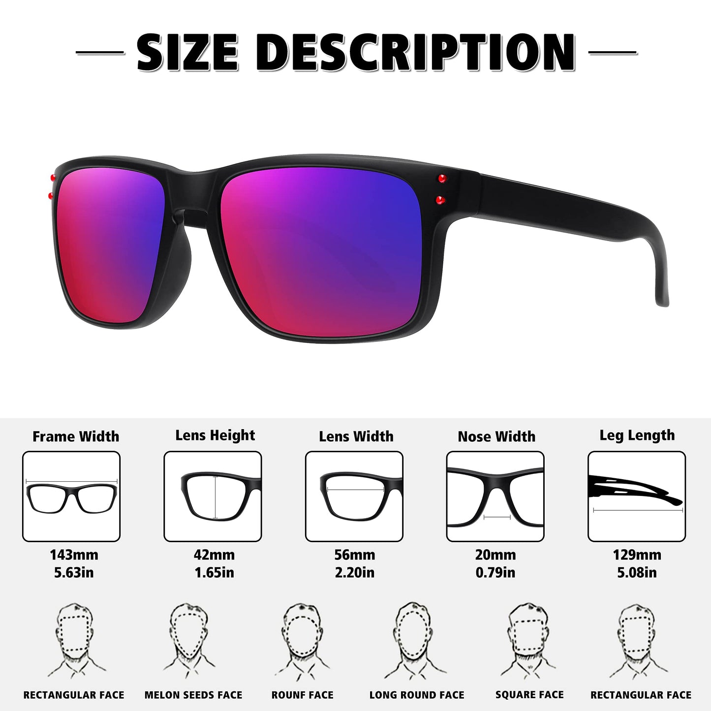 MEETSUN Polarized Sunglasses for Men Women Sports Driving Fishing Glasses UV400 Protection 3Pack-Black+Black Frame/Purple Blue Mirror Lens+Black/Blue