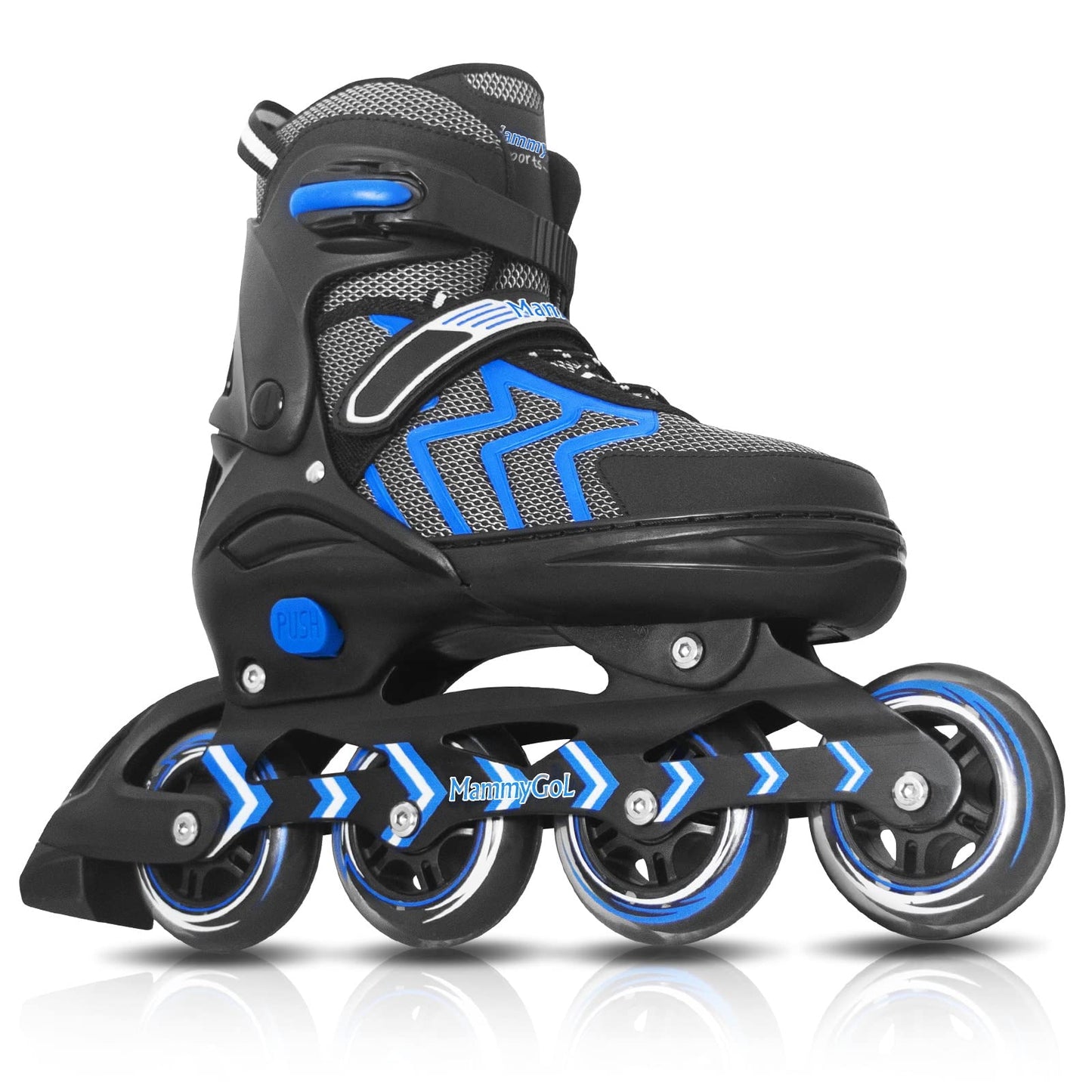 Inline Skates for Adults Men Women, Adjustable Aggressive Durable Roller Saktes with Giant Wheels, High Performance Skates for Male Female Blue Size 8 9 10 11