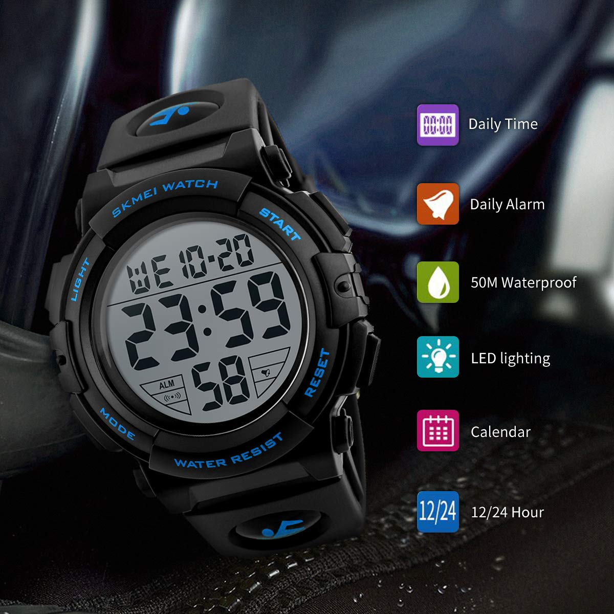 L LAVAREDO Mens Digital Watch Sports Military Watches Waterproof Outdoor Chronograph Wrist Watches for Men with LED Back Ligh/Alarm/Date