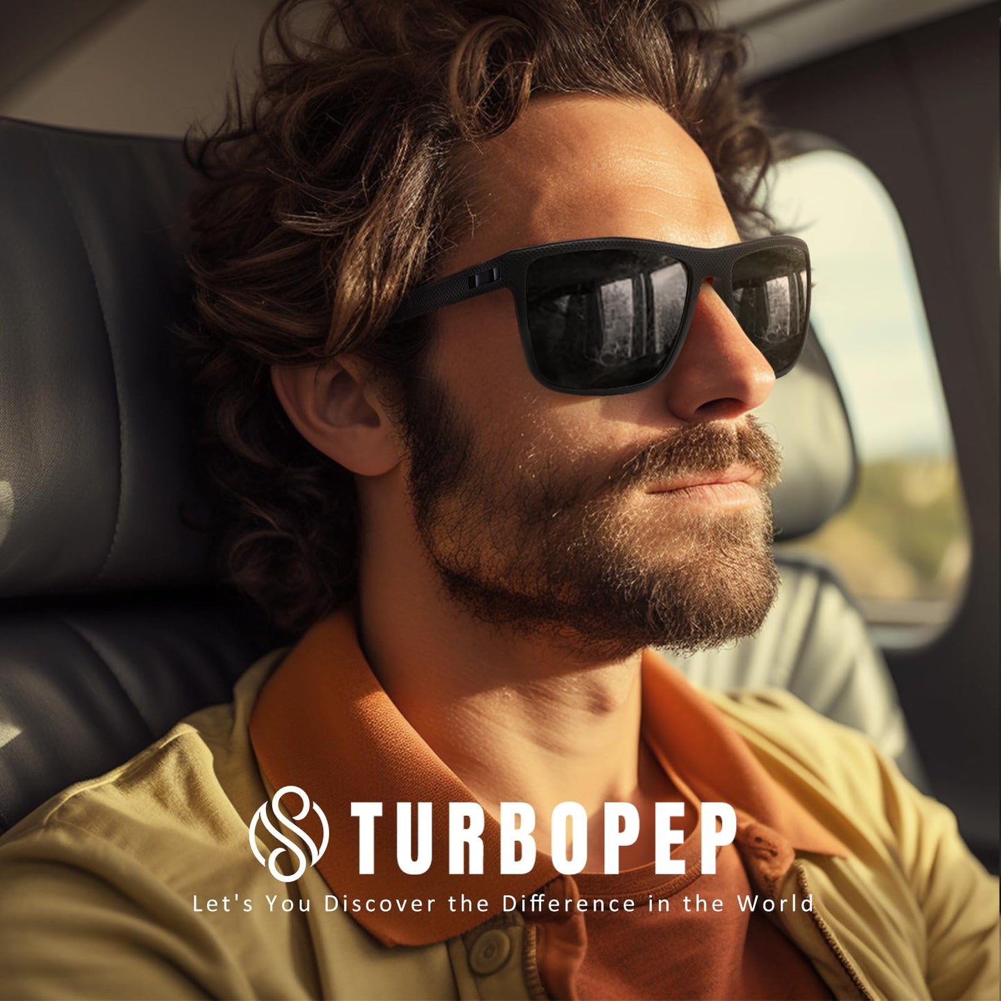 TURBOPEP Square Polarized Sunglasses for Men and Women Lightweight Frame Sun Glasses with UV Protection