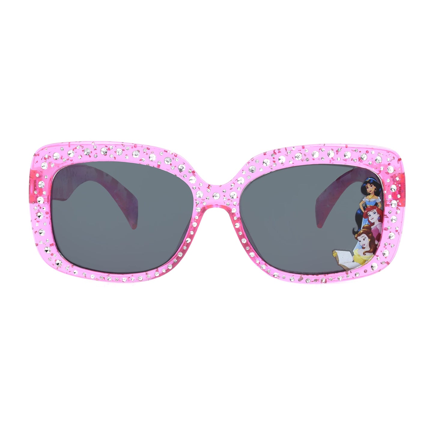 Disney Girls Princess Sparkle Kids Rectangular Sunglasses, Crystal Pink/Glitter Injection, 49