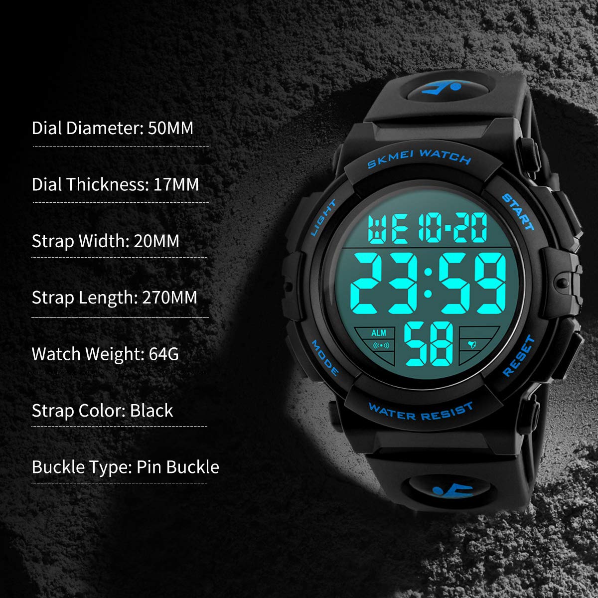 L LAVAREDO Mens Digital Watch Sports Military Watches Waterproof Outdoor Chronograph Wrist Watches for Men with LED Back Ligh/Alarm/Date