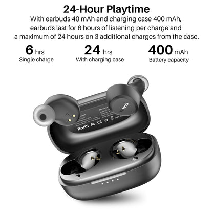 TOZO A1 Mini Wireless Earbuds Bluetooth 5.3 in Ear Light-Weight Headphones Built-in Microphone, IPX5 Waterproof, Immersive Premium Sound Long Distance Connection Headset with Charging Case, Black