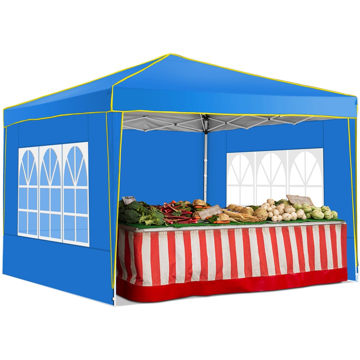 COBIZI 10x10 Pop up Canopy, Canopy Tent 10x10 Gazebos, Ez up Canopy 10x10 for Parties Beach Camping Party Event Shelter Sun Shade with 4 Sidewalls & Carry Bag 4 Stakes & Ropes & Sandbags, Blue