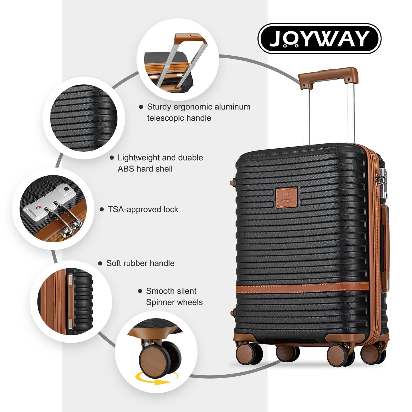 Joyway Luggage Set 3 Piece Suitcase Sets with Spinner Wheel,Hardside Expandable Travel Laggage with TSA Lock (20/24/28