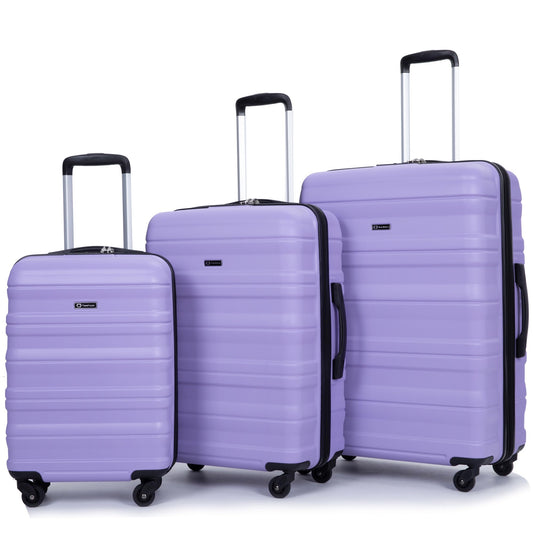 Tripcomp Luggage Sets Hardshell Travel Durable Suitcase Sets with Spinner Wheels TSA Lock, Carry-on,Luggage 3piece Set (20inch/24inch/28inch) (Purple-66)