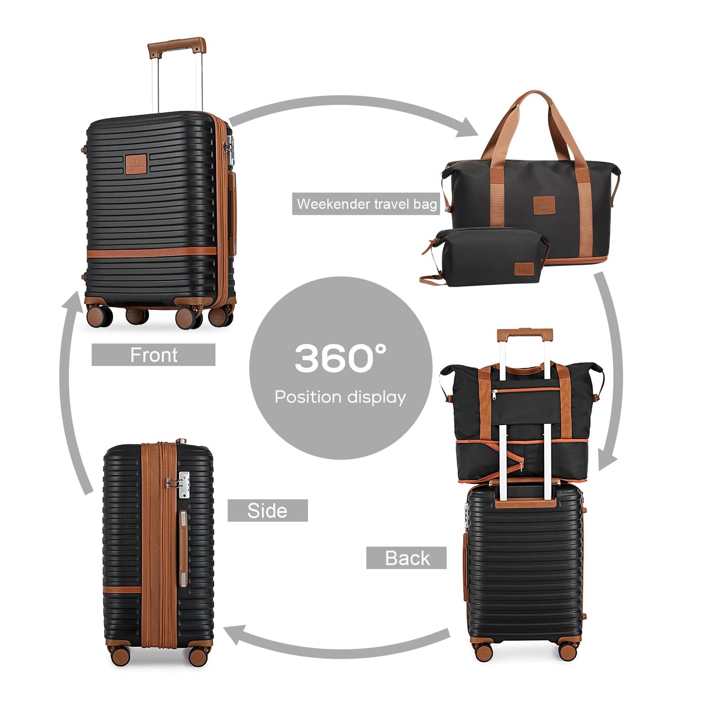 Joyway Luggage Set 3 Piece Suitcase Sets with Spinner Wheel,Hardside Expandable Travel Laggage with TSA Lock (20/24/28