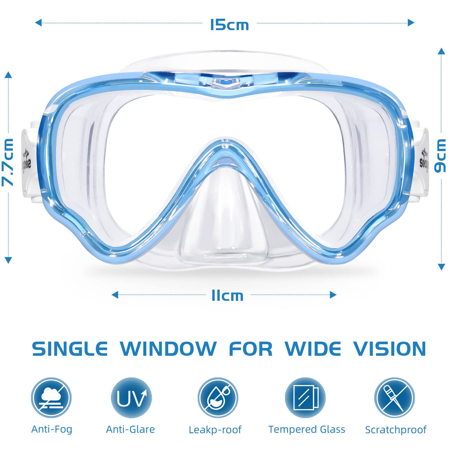 Kids Snorkel Mask Swim Diving Scuba Mask Snorkel Gear for Kids Boys Girls Youth, Anti-Fog 180° Panoramic View Soft Silicone Skirt Kids Pool Underwater Swim Goggles with Nose Cover, Snorkel Equipment