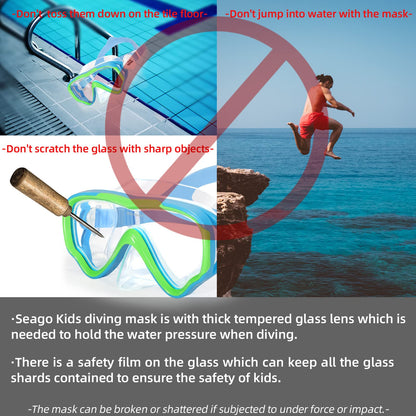 Seago Kids Swim Goggles Swimming Goggles for Kids Boys Girls Toddlers Youth 5-15 Anti-Fog 180° Clear Goggles No Leak Pool Underwater Swim Goggles with Nose Cover Swimming Diving Equipment