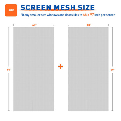 MAGZO Window Screen Replacement, 48"W x 99"L 2pcs Window Mesh, DIY Polyester Window Net Roll, Gray