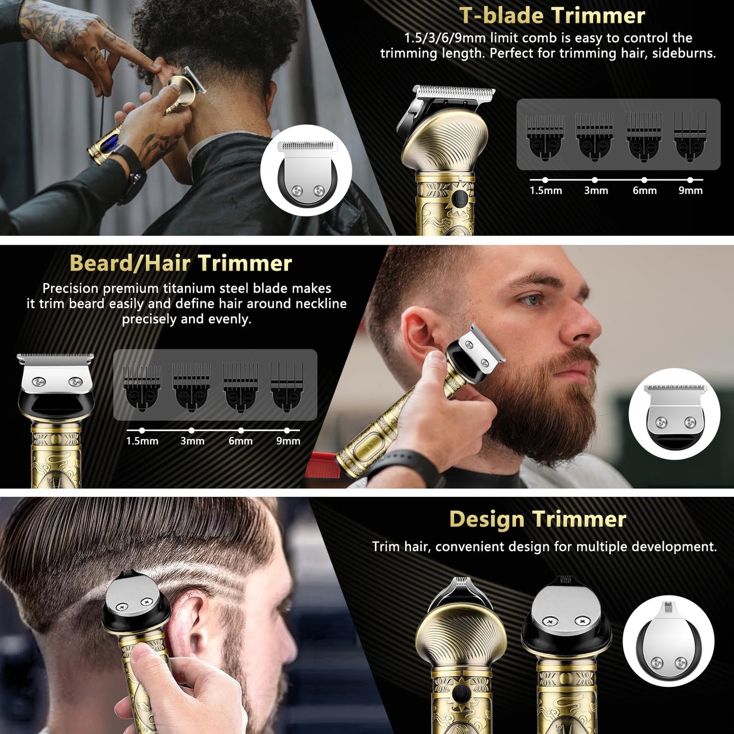 WAHLSA Beard Trimmer for Men, Hair Clipper Trimmer for Men, Cordless Beard Grooming Kit, Electric Razor Shavers for Mustache Facial Body Nose for Hair Cutting Kit LED Mens Gift