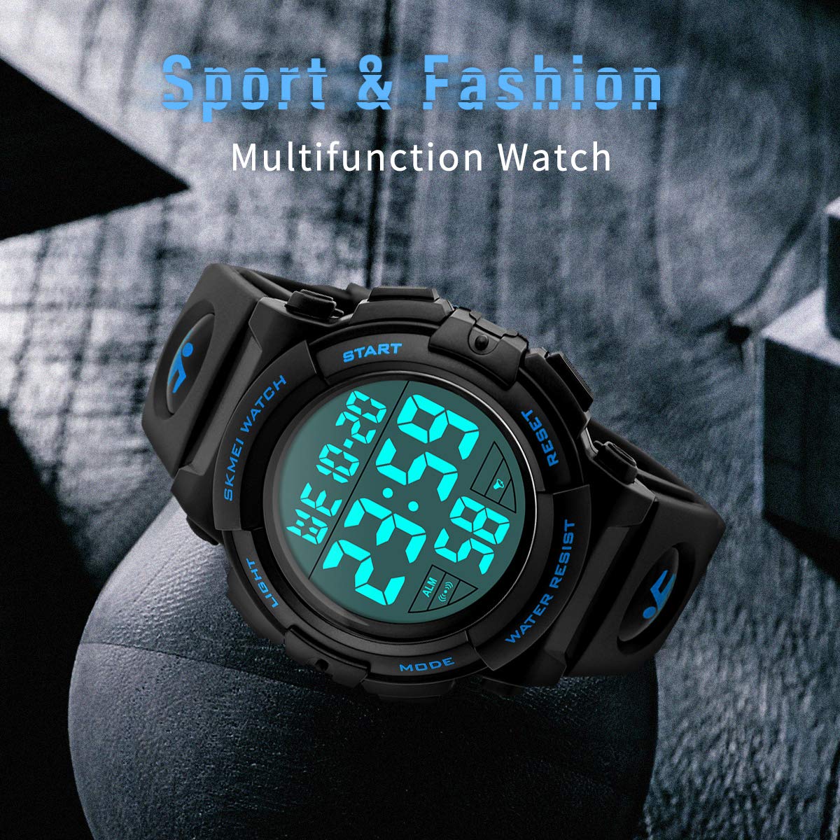 L LAVAREDO Mens Digital Watch Sports Military Watches Waterproof Outdoor Chronograph Wrist Watches for Men with LED Back Ligh/Alarm/Date