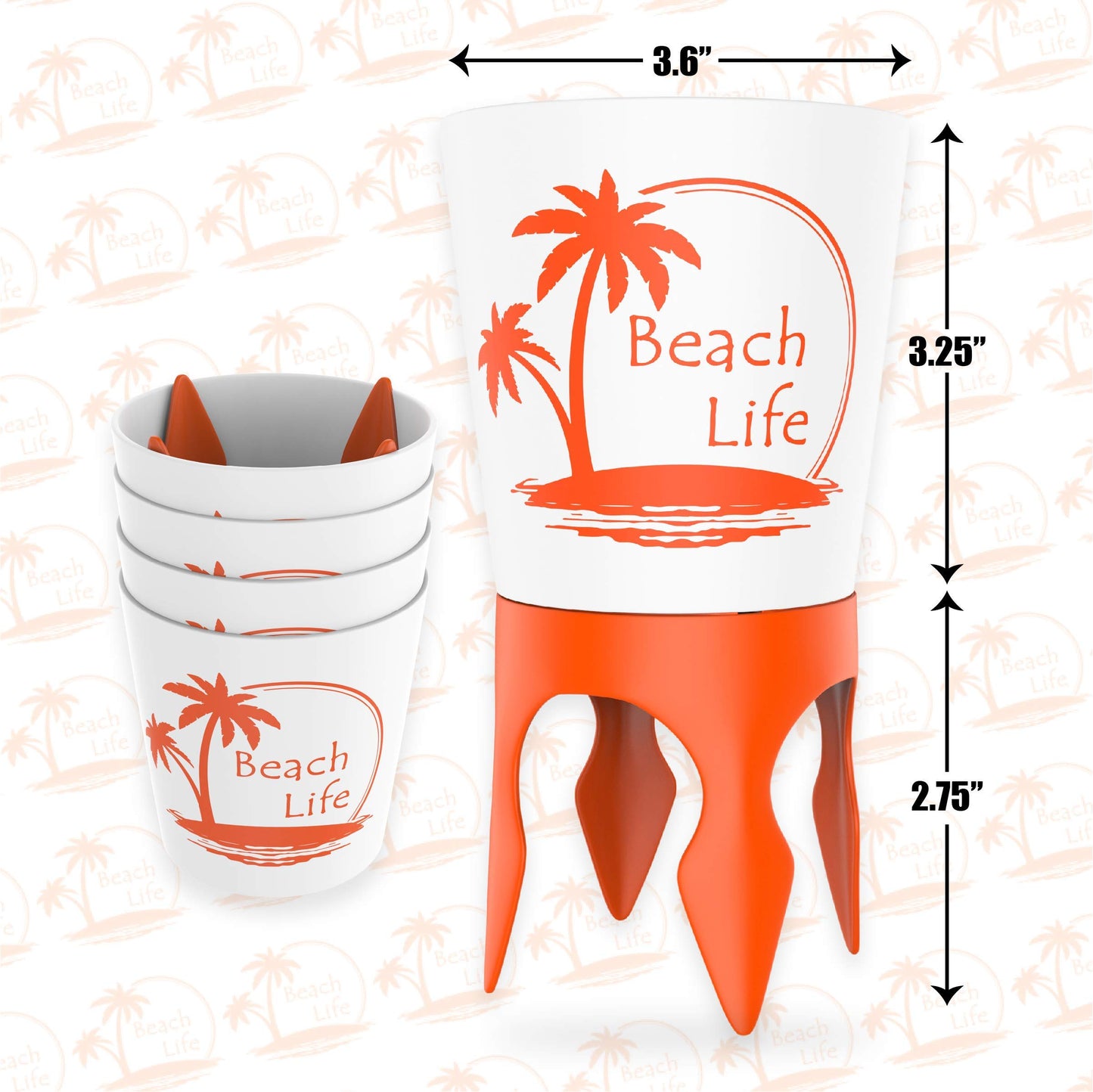 Beach Vacation Accessories, 4 Beach Cup Holders Sand w/Bottle Opener & Spikes, Drink Holder Coaster Spike Cups for Women Men Adults, Sand Cup Holders Beach Lover Gifts Items