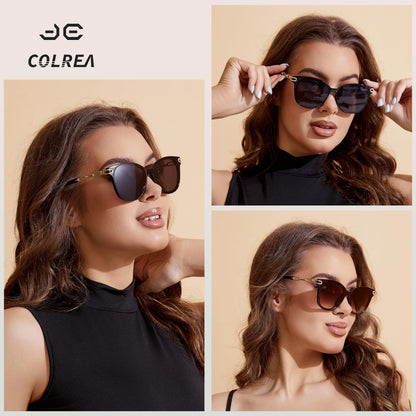 Colrea Oversized Round Sunglasses Womens Trendy Sunglasses for Women Fashion Frame Gold Chain UV400 Protection 15067