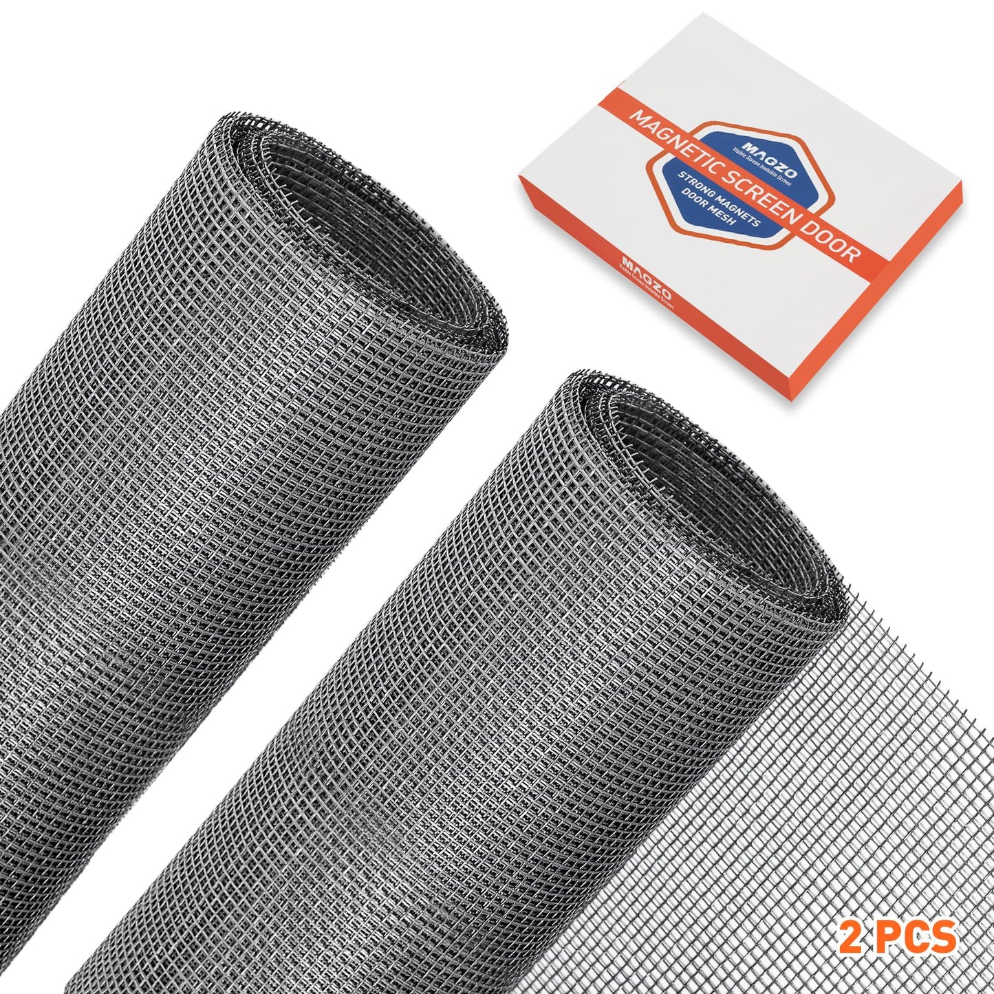 MAGZO Window Screen Replacement, 48"W x 99"L 2pcs Window Mesh, DIY Polyester Window Net Roll, Gray