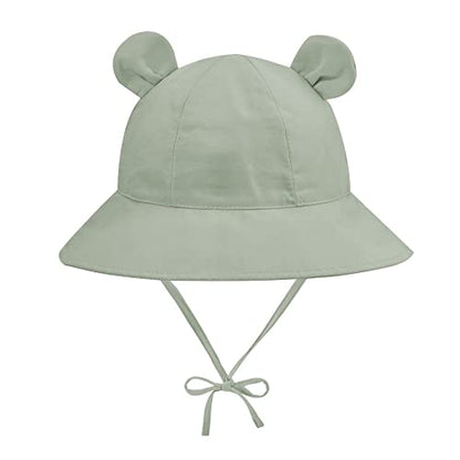 Zando Baby Boy Sun Hat 0-6 Months Newborn UPF 50+ Wide Brim Toddler Sun Protective Bucket Hat Outdoor Cotton Newborn Infant Hats for Baby Boys Hats Adjustable Summer Beach Cap Green 3-6 Months