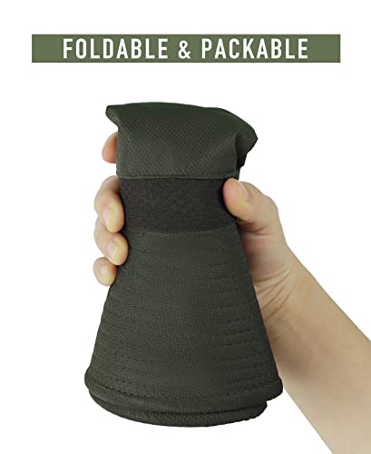 Koreshion Men Sun Hat UV UPF Wide Brim Summer Hat Waterproof Breathable Fishing Hat Adjustable Foldable Boonie Cap Outdoor Beach Hiking Safari Golf Army Green