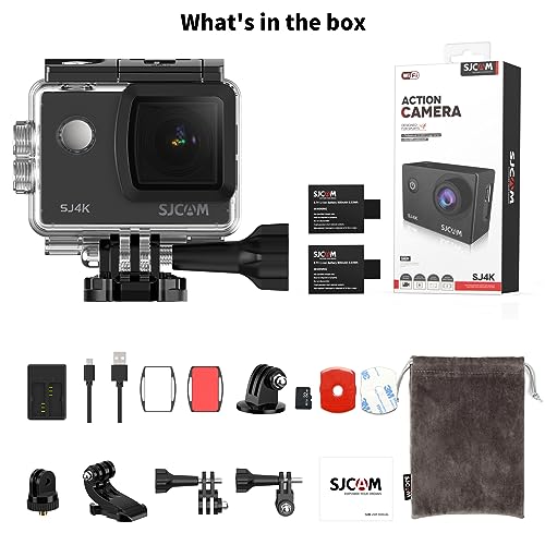 SJCAM SJ4000 4K30fps 40MP Action Camera WiFi Camera with Stabilization,Underwater 98ft Waterproof Camera with Dual Batteries,170°FOV 5X Zoom,32G SD Card and Helmet Mount Accessories Kits