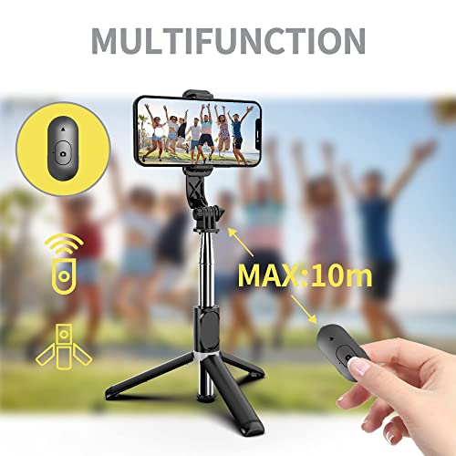 Selfie Stick Tripod, All in One Extendable & Portable Selfie Stick with Wireless Remote Compatible with iPhone 14 13 12 11 pro Xs Max Xr X 8 7, Galaxy Note10/S20/S10/OnePlus 9/9 PRO etc