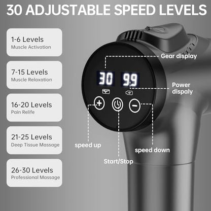 APHERMA Massage Gun, Muscle Massage Gun for Athletes Handheld Electric Deep Tissue Back Massager, Percussion Massage Device for Pain Relief with 30 Speed Levels 9 Heads