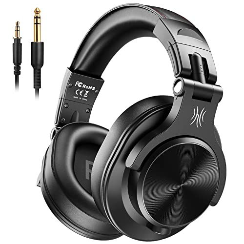 OneOdio A70 Bluetooth Over Ear Headphones, Wireless Headphones w/ 72H Playtime, Hi-Res, 3.5mm/6.35mm Wired Audio Jack for Studio Monitor & Mixing DJ Guitar AMP, Computer Laptop PC Tablet - Black