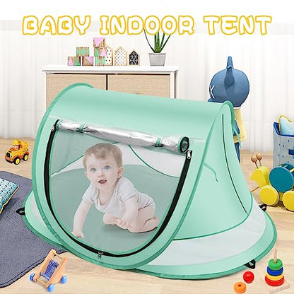 Baby Beach Tent,Large Pop Up Beach Tent Sun Shade for Beach,Portable Baby Travel Tent with Mosquito Net,Indoor Baby Play Tent,UPF 50+ UV Protection Sun Shelters