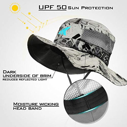 KastKing Sol Armis UPF 50 Boonie Hat - Sun Protection Fishing Hat, Beach & Hiking Hat, Paddling, Rowing, Kayaking Hat,Silver Mist