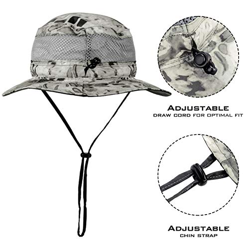 KastKing Sol Armis UPF 50 Boonie Hat - Sun Protection Fishing Hat, Beach & Hiking Hat, Paddling, Rowing, Kayaking Hat,Silver Mist