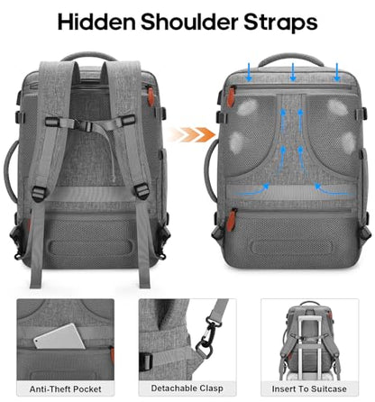 Bagsure Travel Backpack, 42L Carry on Luggage, Flight Approved Expandable Backpack, Laptop Backpack, Hidden Shoulder Straps Weekender Bags for Women Men, Suitcase with Packing Cubes and Shoe Pocket