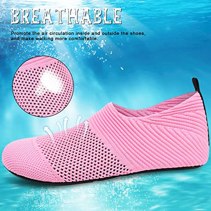 ANLUKE Barefoot Quick-Dry Water Sports Shoes Aqua Socks for Swim Beach Pool Surf Yoga for Women Men (44/45, KPink)